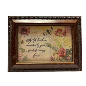 Cottage Garden Wooden Music Jewelry Box Some wear see photos
